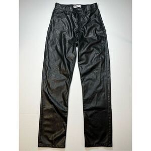Abercrombie & Fitch 90's Straight Ultra High Rise Leather Pants Black Size 28/6